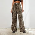 thumbnail image 1 of HOWPAY Womens Sweatpants Leopard Print Wide Leg High Elastic Waist Casual Trousers with Pockets Lightweight Stretchy Comfy Baggy Pants Coffee XXL, 1 of 4