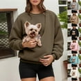 thumbnail image 1 of HOWPAY Womens Sweatshirt Animal Holder Pet Carrier Pullover Tops Kitten Puppy Pouch Kangaroo Pocket Shirts Long Sleeve Soft Warm Y2k Clothes Brown M, 1 of 6