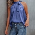 thumbnail image 1 of HOWPAY Womens T Shirts Sleeveless Loose Fit Crew Neck Basic Tee Tops Casual Letter Print Summer Lightweight Cozy Soft Baggy Y2K Clothes Navy XXL, 1 of 7
