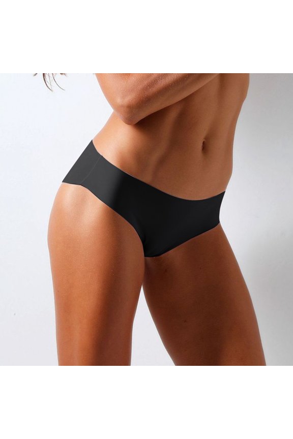 Womens Underwear Low Waist Soft High Cut Bikini Briefs Comfortable Solid Color Lightweight No Show Stretch Cheeky Briefs Black L