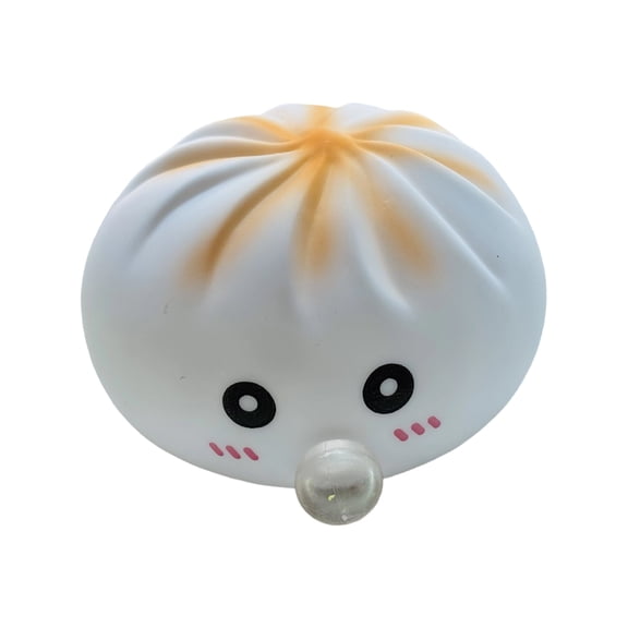 HOXZODT Bubble Blowing Dumpling Squishy (White), Large Cartoon Face Steamed Bun Stress Toy Soft Squeeze Fidget Toy Novelty Desktop Decoration Gift for Kids and Adults