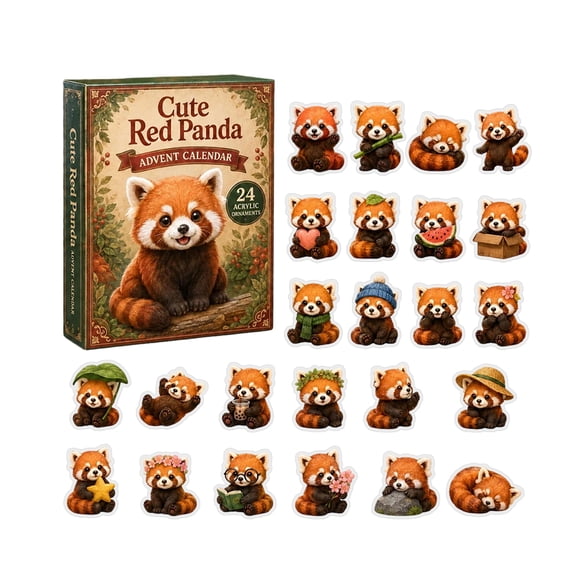 HOXZODT Cute Red Panda Advent Calendar 2026, 24 Day Holiday Countdown to Christmas Calendar, 2D Acrylic Ornaments to Decorate, Xmas Decorations for Tree, Christmas Gift Ideas for Kids Adults