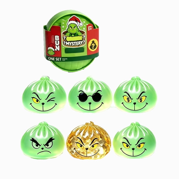 HOXZODT Dumpling Squishy 3.35 Inch Glow in the Dark Green Monster Stress Relief Mystery Toy, Random Style