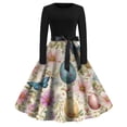 thumbnail image 1 of HOXZODT Womens Easter Dress 2026 Long Sleeve A-Line Zipper Back Holiday Dresses for Women Bunny Egg Print Spring Dress, Khaki, M, 1 of 4