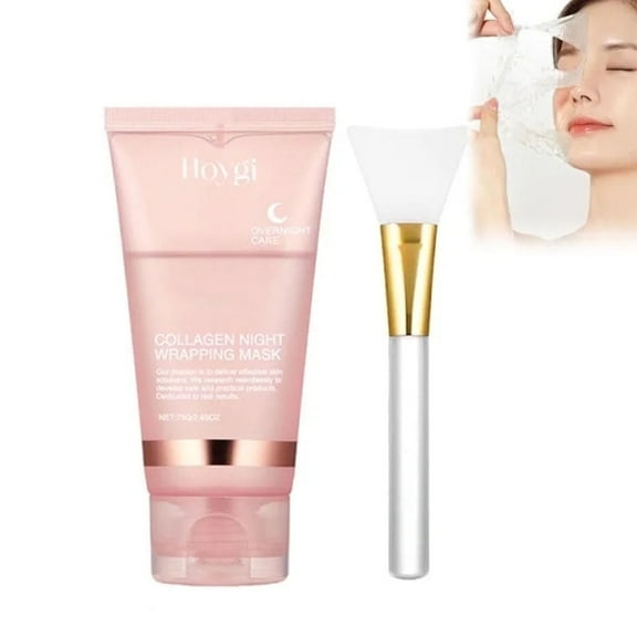 HOYGI Collagen Night Wrapping Gel Mask, Collagen Wrapping Mask Hydrolyzed Collagen Peel Off Facial Mask, Smooth & Tight Skin, Reduce Fine Lines & Dullness, Skin Care for All Skin Types