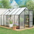 thumbnail image 1 of HOYOA 10x6 ft Outdoor Greenhouse, Walk-in Polycarbonate Green House with Aluminum Frame for Backyard, Green, 1 of 8