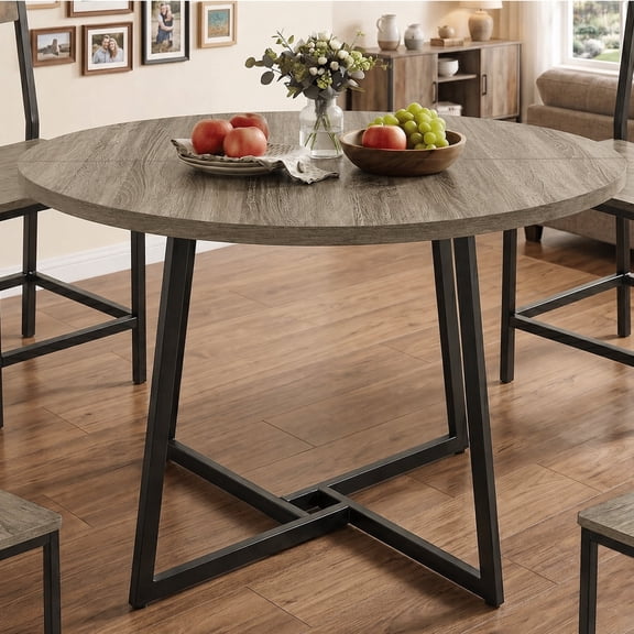 HOYOA Dining Table, 43" Round Dining Table, Solid Wood Thickened Table Top Kitchen Dining Table,Dining Table for Dining Room, Home(Only Table),Rustic Gray