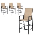 thumbnail image 1 of HOYOA Patio Bar Stools Chair of 4, Outdoor Bar Height Set, All Weather High Back and Armrest Rocking Stools & Bar Chairs for Backyard, Lawn Garden, Balcony and Pool (Brwon), 1 of 7