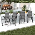 thumbnail image 1 of HOYOA Patio Bar Stools Chair of 4, Outdoor Bar Height Set, All Weather High Back and Armrest Rocking Stools & Bar Chairs for Backyard, Lawn Garden, Balcony and Pool (Grey), 1 of 7