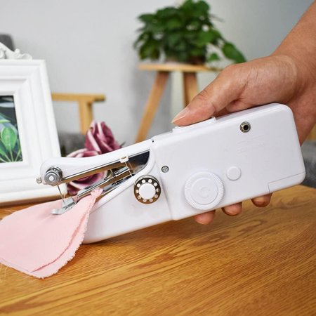 HOYRR Mini Portable Sewing Machine, Hand Cordless Sewing Tool Handheld Sewing Machine, Essentials for Home Quick Repairing and Stitch Handicrafts (White)