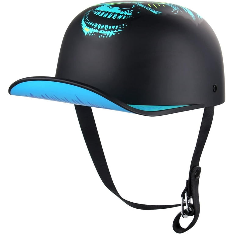 ball cap motorcycle helmets HOYUFEI Baseball Style Cap Motorcycle Helmets Matte Black Unisex-Adult  Helmet for Adults Motorcycle Motorbike Moped Street Bike DOT Approved