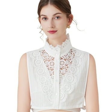 HOYUFEI Cute Petal Fake Collar Playful White Cotton Shirt Detachable Collars