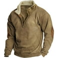 thumbnail image 1 of HOYUFEI Mens Corduroy Shirt Lapel Collar Button Up Pullover Mock Neck Long Sleeve Sweaters Polo Sweatshirts with Elbow Patches, 1 of 15