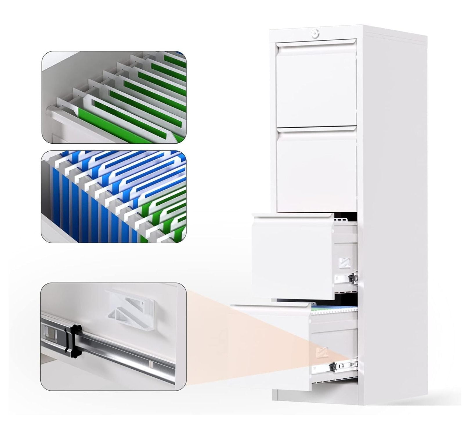 HOYWU 4 Drawer Vertical File Cabinet,Locking Metal Vertical File ...