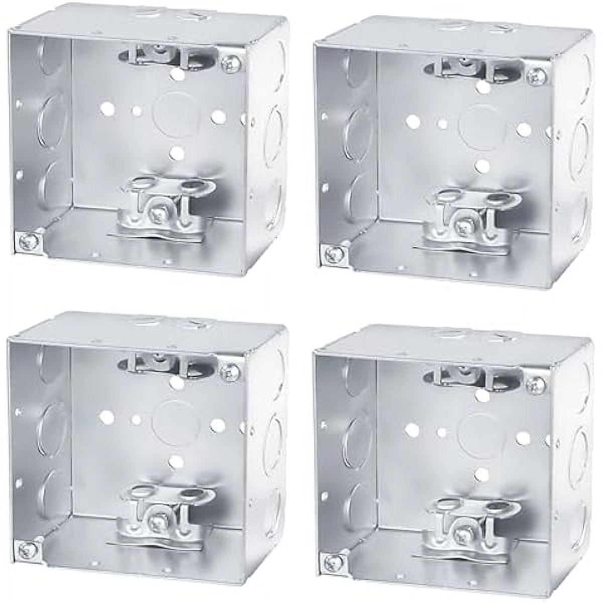 HOYWU 4” Welded Square Steel Electrical Box with MC Clamps 21/8" Deep