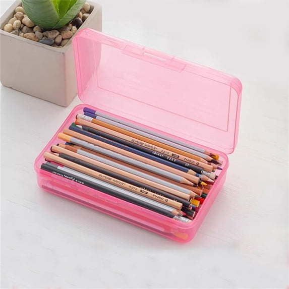 HOZADOIE 1 Pack Plastic Pencil Box Large Capacity Pencil Case Clear Boxes with Snap-Tight Lid Stackable Design and Stylish Office Supplies Storage Organizer Box