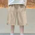 thumbnail image 1 of HOZADOIE Boys Basketball Shorts Mesh Spring Summer Solid Color Elastic Waist Breathable Casual 5 Inseam Athletic Shorts with Pockets for 4-14 Years, 1 of 5