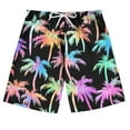 thumbnail image 1 of HOZADOIE Boys Swim Trunks with Compression Liner Hawaiian Coconut Tree Print Elastic Waist Drawstring Adjustable Waistband Casual Comfortable Bathing Suit with Pockets for 7-14 Years, 1 of 5