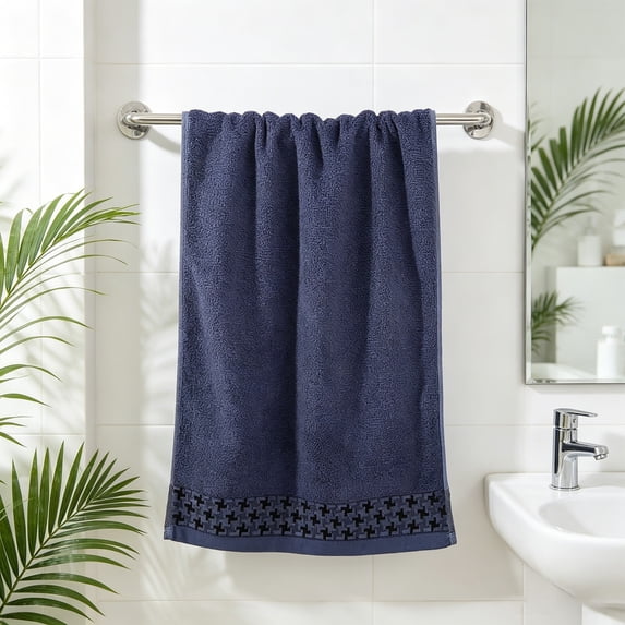 HOZADOIE Face Cotton Towels 13X29In, Ultra Soft & Highly Absorbent Hand Towels for Bathroom, Soft Feel Fingertip Towels Quick Drying Towels, Dark Blue