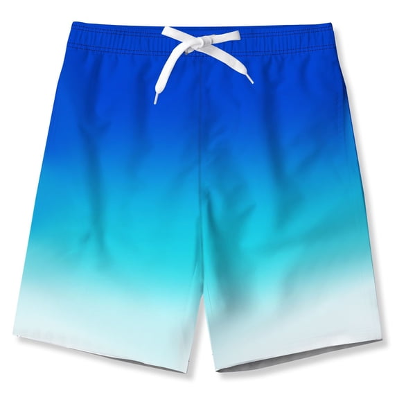 HOZADOIE Girls Swim Trunks Compression Liner Swimsuit Shorts Hawaiian Gradient Print Elastic Waist Drawstring Adjustable Waistband Swimwear Boxer Bathing Suit with Pockets 7-14 Years