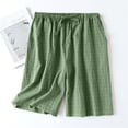 thumbnail image 1 of HOZADOIE Green Pajama Shorts for Women Plus Size plaid Printed 100% Cotton Drawstring Elastic Waistband Loose Lightweight Lounge Soft 5 Inseam Athletic Shorts, 1 of 3