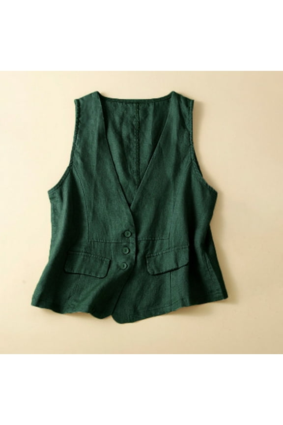 Green Vest For Women Sherpa Vest Winter Linen Tank Tops Button Up Comfortable Jackets Lightweight Fall Outwear