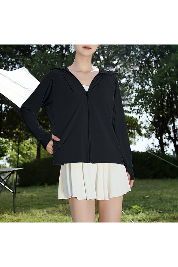 Hiking Jacket Women Zip Up Jacket Hooded Lightweight Long Sleeve Outdoor Personal Protection Shirt For Hiking Outdoor, Applicable to Camping, Backpacking, and Casual Wear