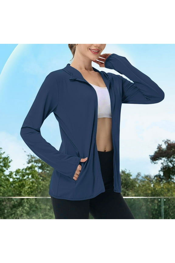 Hiking Jacket Women Zip Up Jacket Hooded Lightweight Long Sleeve Outdoor Personal Protection Shirt For Hiking Outdoor, Applicable to Camping, Backpacking, and Casual Wear