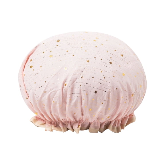 HOZADOIE Lace Shower Caps for Women Reusable Waterproof, Oil Resistanted Shampoo Shower Bath Cap Double Waterproof Layers, for Spa Hotel and Hair Salon Travel Essentials, Pink