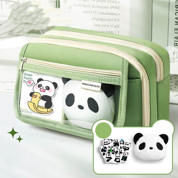 HOZADOIE Large Capacity Pencil Case Portable Pencil Pouch Bag (Green)