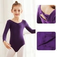 thumbnail image 1 of HOZADOIE Leotards for Girls Pure Cotton Long Sleeve Ballet Practice Leotards Solid Color V Neck Ballet Button Split Comfortable Leotard Performance Costume 2-15 Years, 1 of 3
