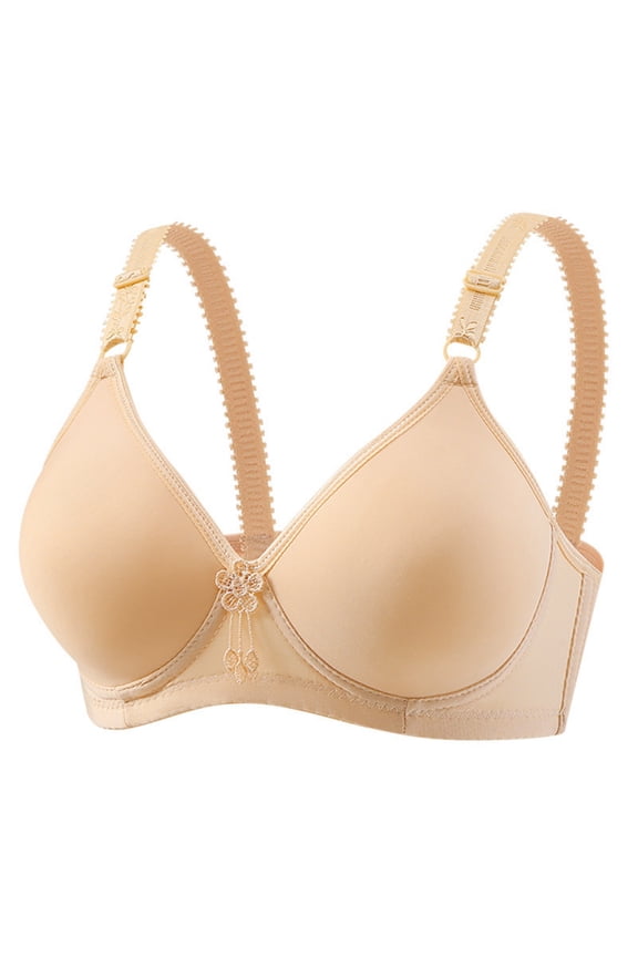Lingerie for Women Plus Size No Underwire Solid Color Breathable Everyday Bra Comfort Wireless Soft Straps Padded Side Breast Reduction and Gathering Effect Support Bralette