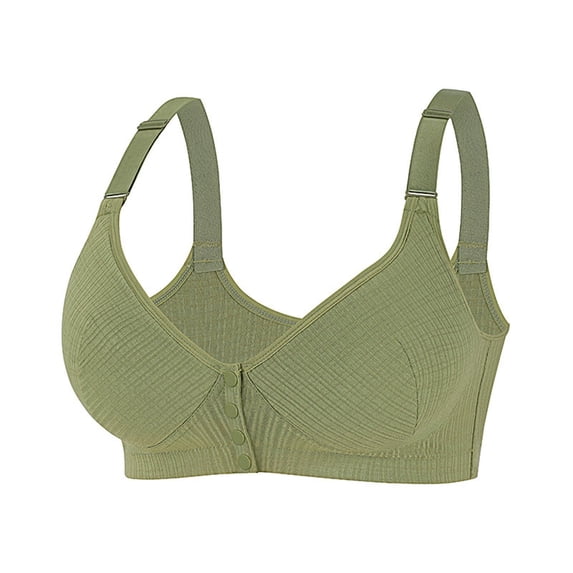 HOZADOIE Lingerie for Women Ribbed Plus Size No Underwire Convenient Front Closure Style Everyday Bra Comfort Wireless Adjustable Straps Padded Support Bralette