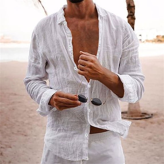 HOZADOIE Long Sleeve Button Up Shirts For Men Fashionable and Lightweight Collared Pullover Shirts With Pocket Fall Casual Clothes