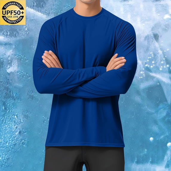 HOZADOIE Long Sleeve Sun Shirts For Men Athletic Fashion Sun Protection Pullover Top ,Applicable to Hiking, Camping, Backpacking, and Casual Wear