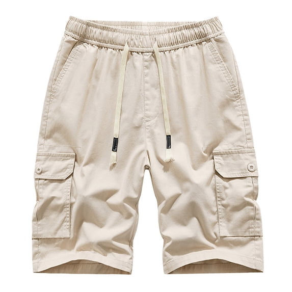 HOZADOIE Mens Athletic Shorts Cargo Fashionable Extra Plus Size Solid Color Elastic Waistband Drawstring Comfortable Loose Fit Outdoor Workout Casual Shorts with Multiple Pockets