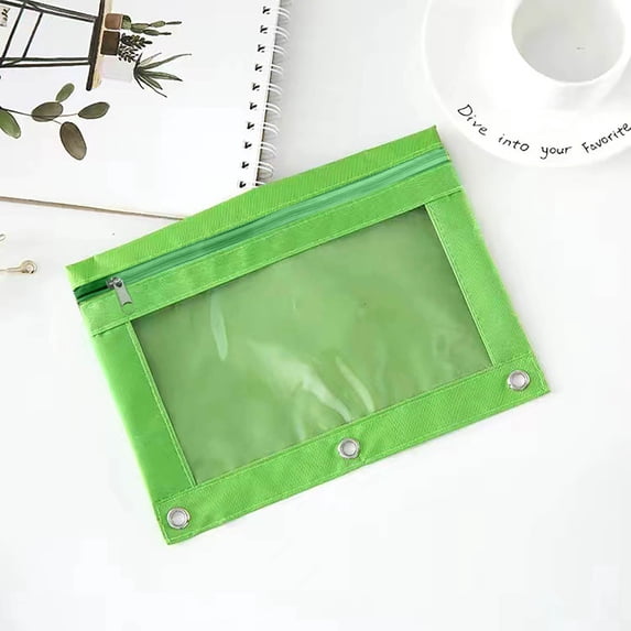 HOZADOIE Pencil Pouch for 3 Ring Binder Three-hole Pencil Case Zipper Transparent PVC Document Storage Bag Detachable Folder Large Capacity Pencil Case