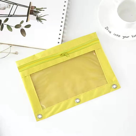 HOZADOIE Pencil Pouch for 3 Ring Binder Three-hole Pencil Case Zipper Transparent PVC Document Storage Bag Detachable Folder Large Capacity Pencil Case
