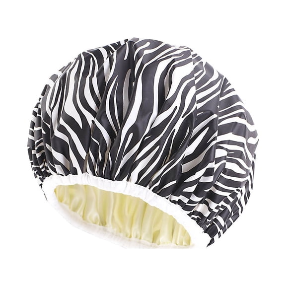 HOZADOIE Shower Caps for Women Reusable Waterproof, Shampoo Shower Bath Cap Double Layers Hair Wrap for Shower, Spa, Makeup Home Travel Essentials, B