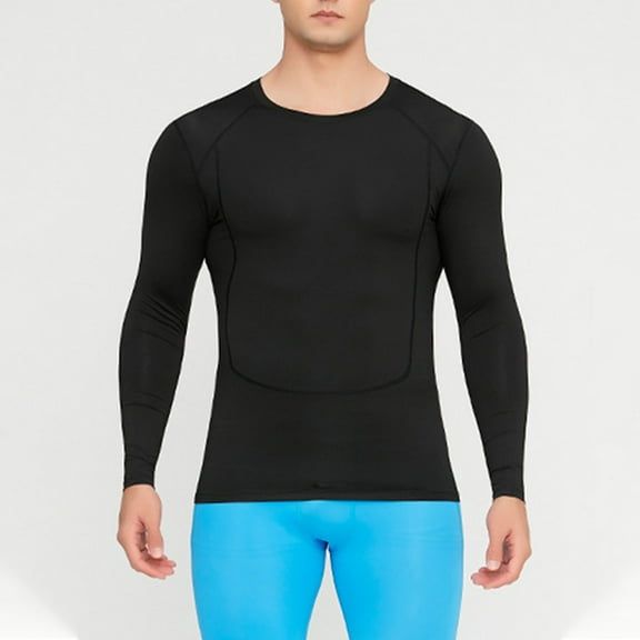 HOZADOIE Under $10 Running Shirts For Men Long Sleeve Casual Crewneck Wicking Pullover Top Sports Fall Fashion Casual Winter Clothes