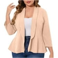 thumbnail image 1 of HOZADOIE Winter Coats For Women Fashion Blazer Coat Casual Ruffled 3/4 Sleeve Lapel Suit Jackets Work Fall Office Comfortable Solid Jackets Dressy Casual Overcoat, 1 of 1