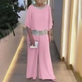 thumbnail image 1 of HOZADOIE Womens Lounge Set Chiffon Sequined Patchwork Crew Neck Casual Short Sleeve Batwing Top Wide Leg Pants Set with Pockets Spring Summer Style, 1 of 8