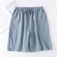 thumbnail image 1 of HOZADOIE Womens Pajama Shorts 100% Cotton Plus Size Plaid Printed Elastic Waistband Drawstring Casual Lightweight Loose Fit 5 Inseam Comfortable Workout Shorts, 1 of 3