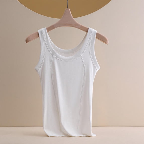 HOZADOIE Womens Tank Tops Ribbed Cotton Sleeveless Solid Color Crew Neck Casual Comfortable Camisole Undershirts Tank Tops All Season Versatile Style