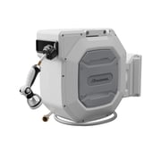 HOZEREEL 1/2" x 135 ft Heavy Duty Retractable Garden Hose Reel, Outdoor Garden Hose Reels - Self Retract Wall Mount Hose Reel Automatic Storage, Any Length Lock, 10 Pattern Nozzle