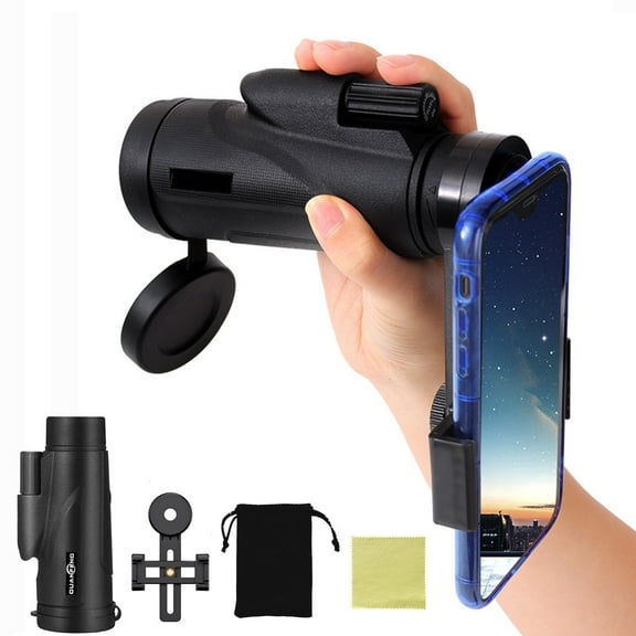 HOZVOMI 12x50 Monocular for Adults, High Definition Large Field of View, BAK4 Optics, Aspheric Multi-Coated, with Phone Clip, for Bird Watching/Outdoor Sports/Concerts