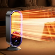 HOZVOMI 1310W Ceramic Desktop Heater with Intelligent Temperature Control, Overheat & Tilt-Over Protection, Efficient Heat, Quiet Operation for Home & Office, Beige/Gray Purple