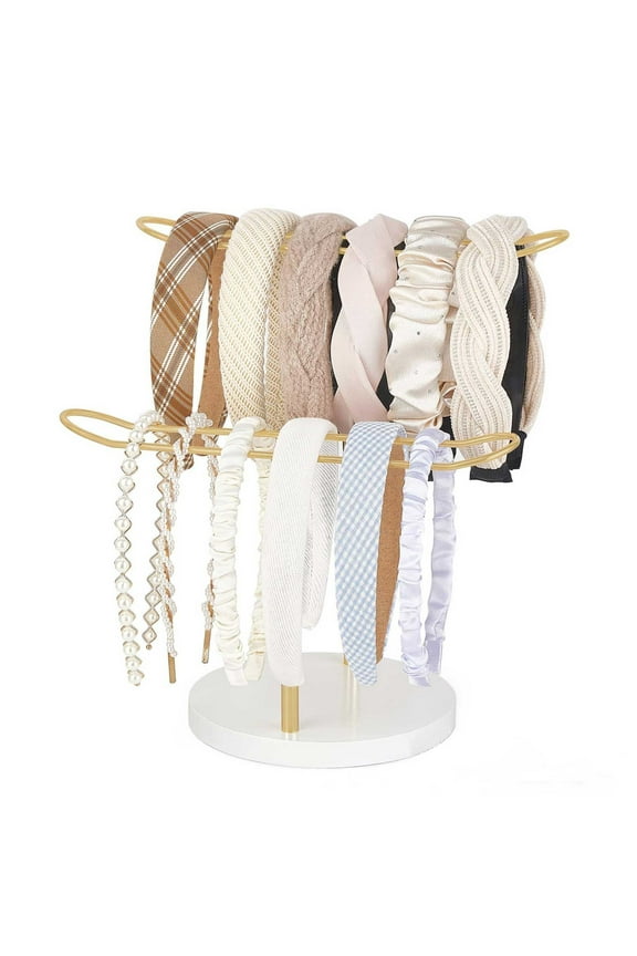 2-Tier Metal Headband Organizer Display Stand, Hair Hoop & Accessories Storage for Bedroom, Dorm - Elegant Alloy Design with Non-Slip Hanging Rods, Easy Install - Gift Idea for Women & Teens