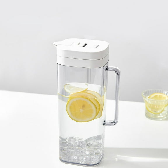 HOZVOMI 2000ml AS Plastic Cold Water Kettle - Household Fruit Tea/Beverage Bucket, Leak-Proof, Cold & Heat Resistant (White/Black), 1 Piece