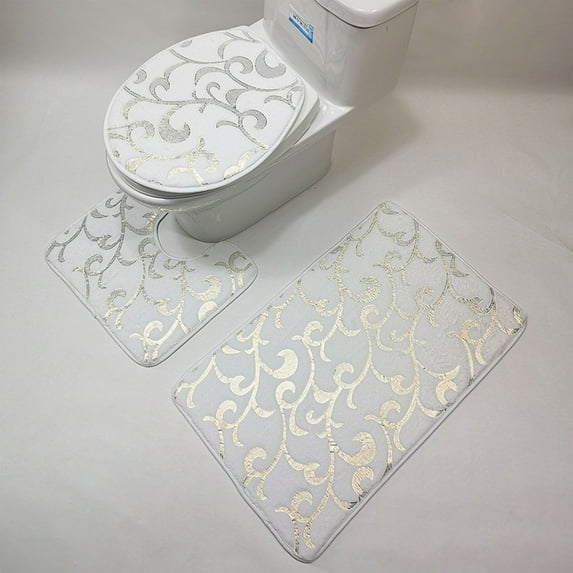 HOZVOMI 3-Piece Bathroom Rug Set, Soft Absorbent Thick Bath Mat and Toilet Mat with Non-Slip Backing, Washable